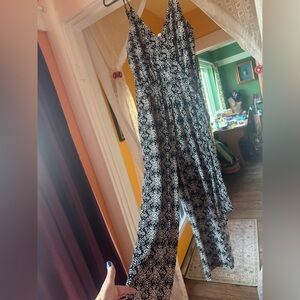 Stitch Fix Kaileigh Rica Blk/Wht Abstract Cropped Jumpsuit S NWOT